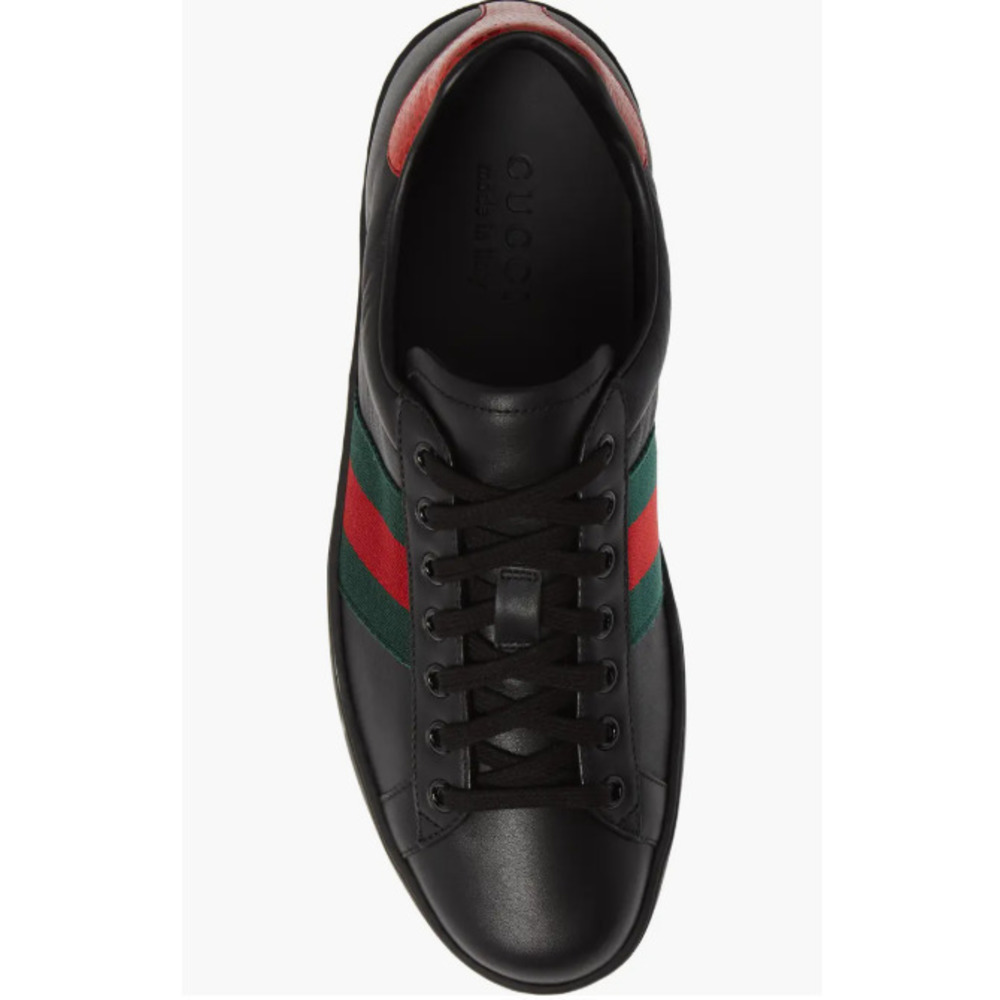 Gucci New Ace Clean Web Stripe Sneaker in Black Red 7 Retail:$750.00 - Picture 12 of 14
